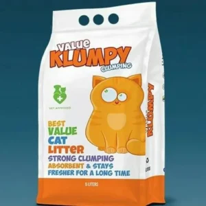 An economical 20 L bag of Value Klumpy Cat Litter — a bentonite clay clumping litter offering strong absorbency, effective odour control and low dust for everyday indoor cat hygiene.